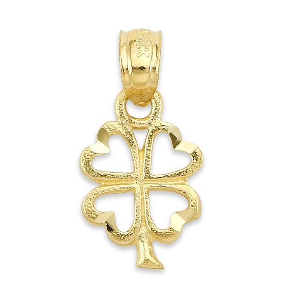 Solid 10k Gold Clover Pendant - Good Luck Charm Symbol Jewelry - Picture 1 of 5